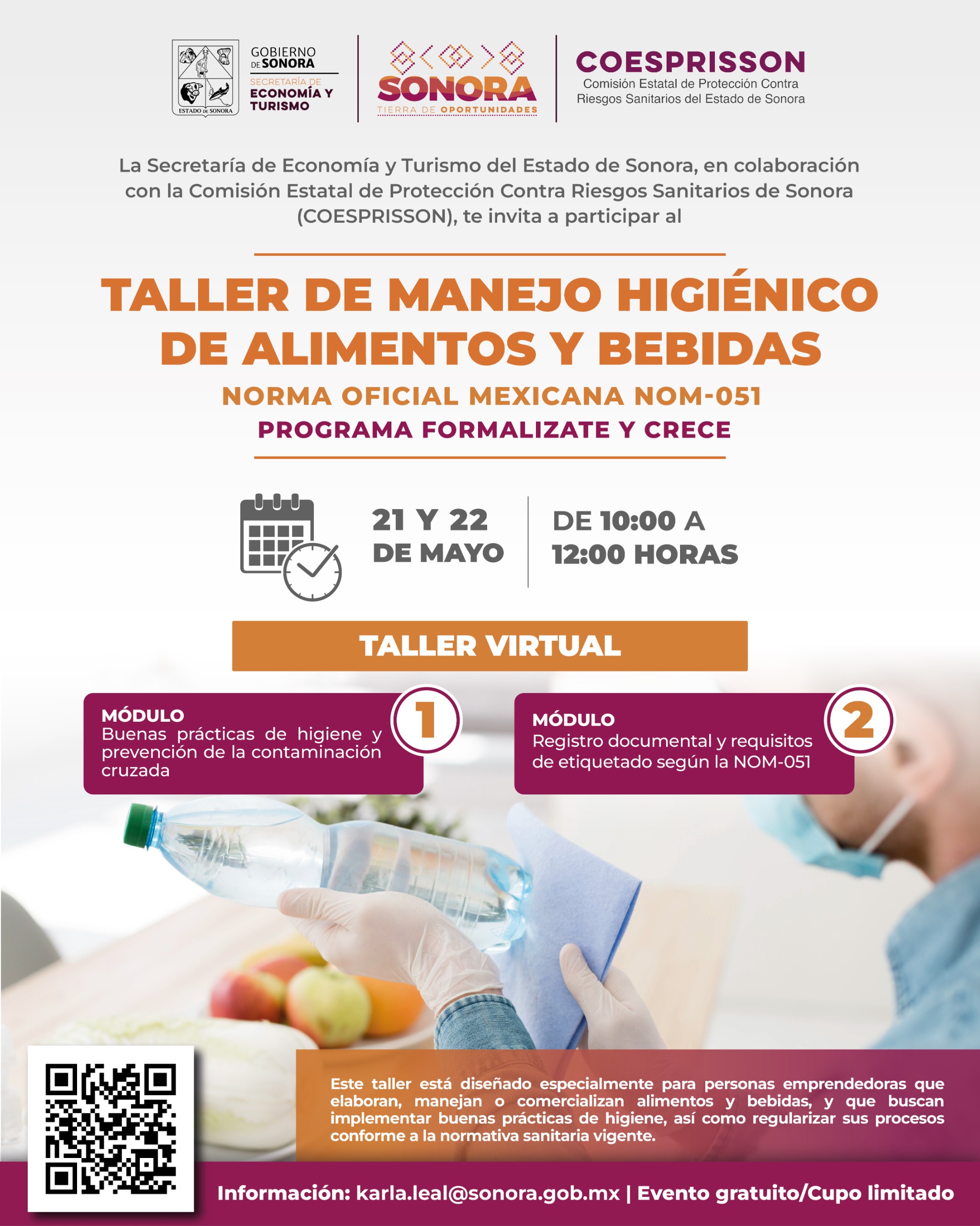 Taller Virtual: Manejo Higiénico de Alimentos y Bebidas (NOM-051)