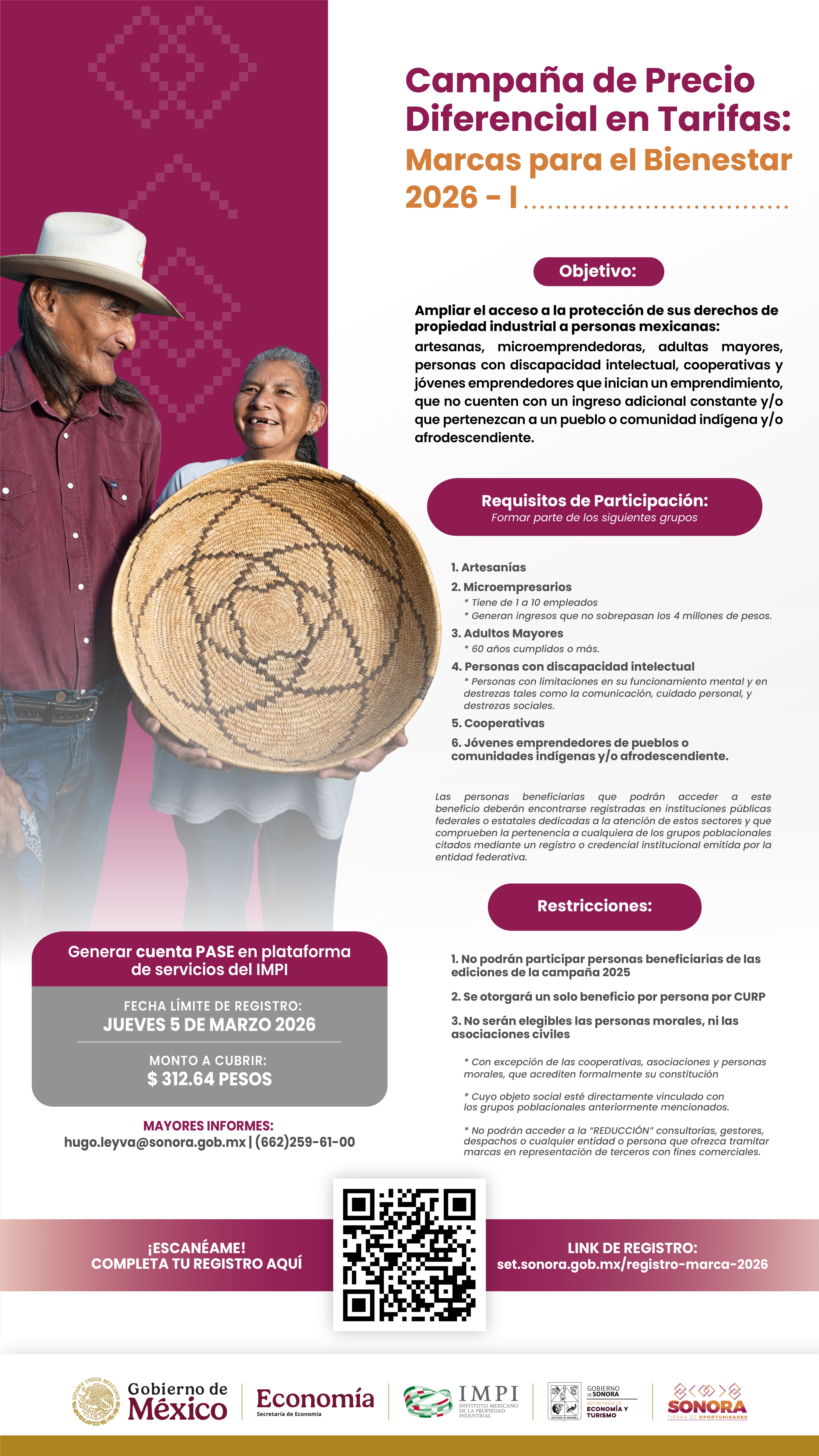 Campaña de precio diferencial de tarifas: Marcas para el bienestar 2026-I
